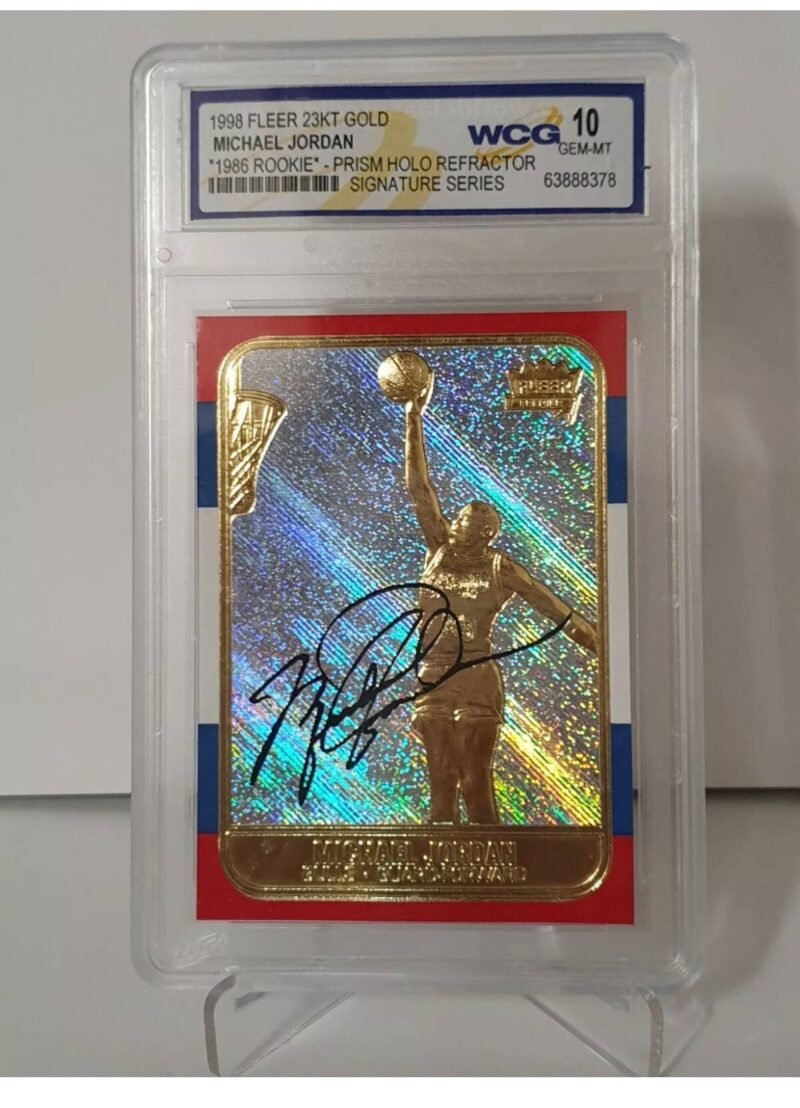 1998 Fleer 23KT Gold Michael Jordan "1986 Rookie" Prism Holo Refractor trading card